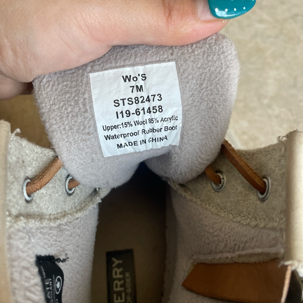 Sperry Saltwater Wool Embossed Duck Boots Women’s Size 7 Ivory - Picture 6 of 7